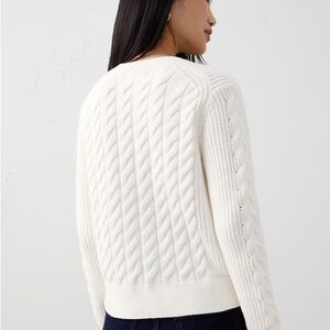 Women's White Cable Knit Sweater